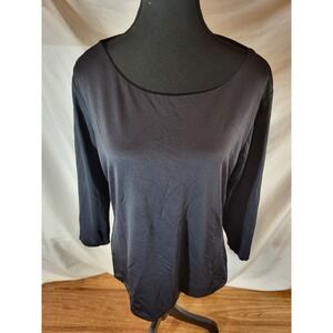Judy P Black LS Layering Top Wrinkle Resistant Stretchy Versatile Sz XL UPF 50